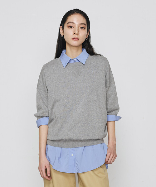 COMME CA（コムサ）の「強撚天竺編 ニットプルオーバー（ニット/セーター・レディース・サックスブルー/トップグレー・FREE）」の8枚目の写真