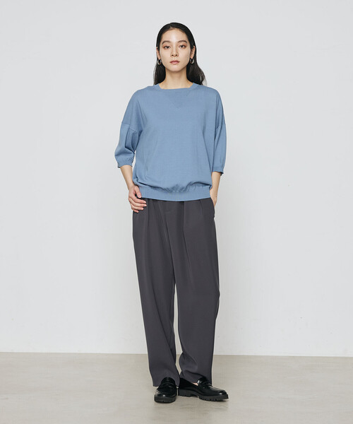 COMME CA（コムサ）の「強撚天竺編 ニットプルオーバー（ニット/セーター・レディース・サックスブルー/トップグレー・FREE）」の12枚目の写真