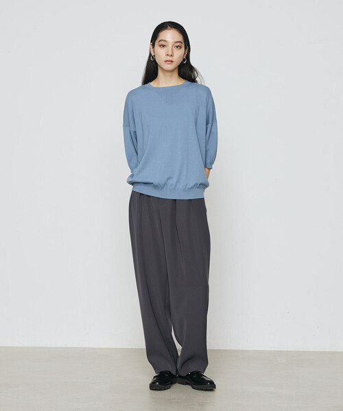 COMME CA（コムサ）の「強撚天竺編 ニットプルオーバー（ニット/セーター・レディース・サックスブルー/トップグレー・FREE）」の13枚目の写真
