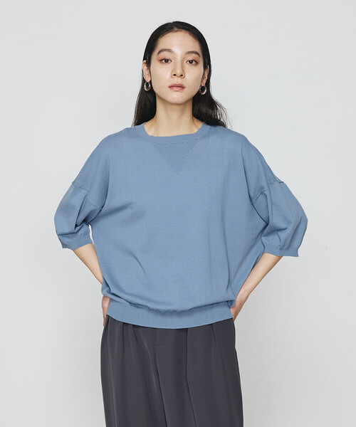 COMME CA（コムサ）の「強撚天竺編 ニットプルオーバー（ニット/セーター・レディース・サックスブルー/トップグレー・FREE）」の15枚目の写真