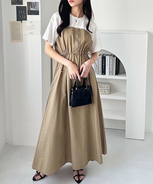 GeeRA(ジーラ)の「【S-XL展開】ハーフジップビスチェドッキングワンピース(ワンピース・レディース・ホワイト系その他/ホワイト系その他2/ホワイト×ブラック・LARGE/X-LARGE/MEDIUM/SMALL)」の9枚目の写真