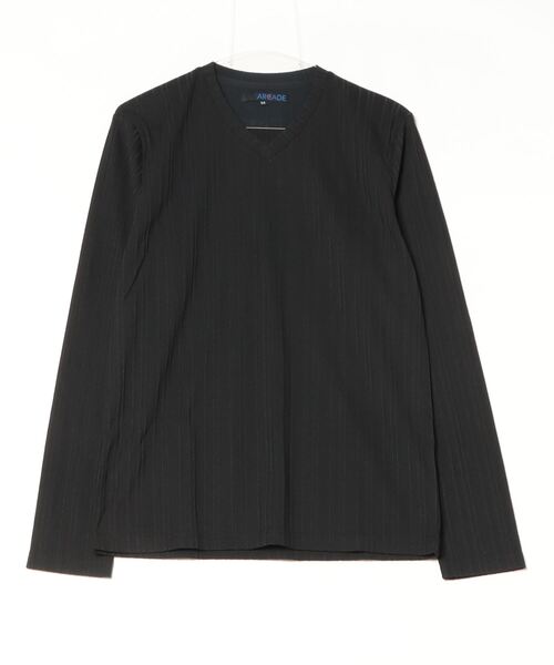 ARCADE(アーケード)の「ランダムテレコ Vネックロングスリーブカットソー(Tシャツ/カットソー・メンズ・ブラック/杢グレー/ホワイト・L/LL/M)」の5枚目の写真
