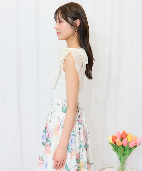 WILLSELECTION（ウィルセレクション）の「ショルダーリボンテレコキャミソール（キャミソール・レディース・ブラック/オフホワイト/ピンク・FREE）」の6枚目の写真