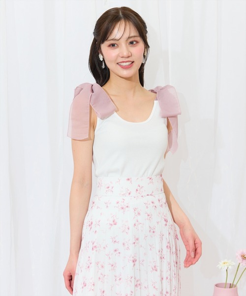 WILLSELECTION（ウィルセレクション）の「ショルダーリボンテレコキャミソール（キャミソール・レディース・ブラック/オフホワイト/ピンク・FREE）」の15枚目の写真