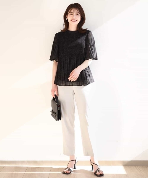 OFUON le MK(オフオンルエムケー)の「ドット柄シフォンプリーツブラウス/WEB限定サイズあり(シャツ/ブラウス・レディース・ベージュ/ブラック・36/38/40)」の6枚目の写真