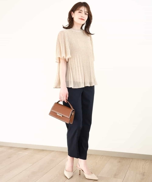 OFUON le MK(オフオンルエムケー)の「ドット柄シフォンプリーツブラウス/WEB限定サイズあり(シャツ/ブラウス・レディース・ベージュ/ブラック・36/38/40)」の12枚目の写真