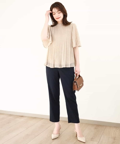 OFUON le MK(オフオンルエムケー)の「ドット柄シフォンプリーツブラウス/WEB限定サイズあり(シャツ/ブラウス・レディース・ベージュ/ブラック・36/38/40)」の14枚目の写真