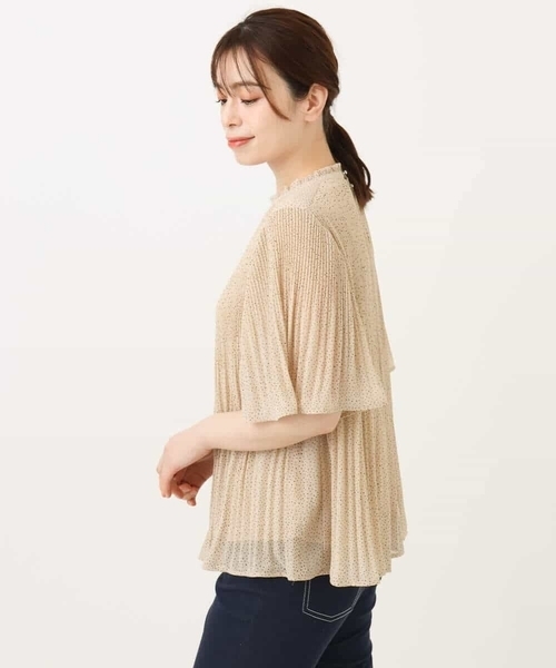 OFUON le MK(オフオンルエムケー)の「ドット柄シフォンプリーツブラウス/WEB限定サイズあり(シャツ/ブラウス・レディース・ベージュ/ブラック・36/38/40)」の16枚目の写真