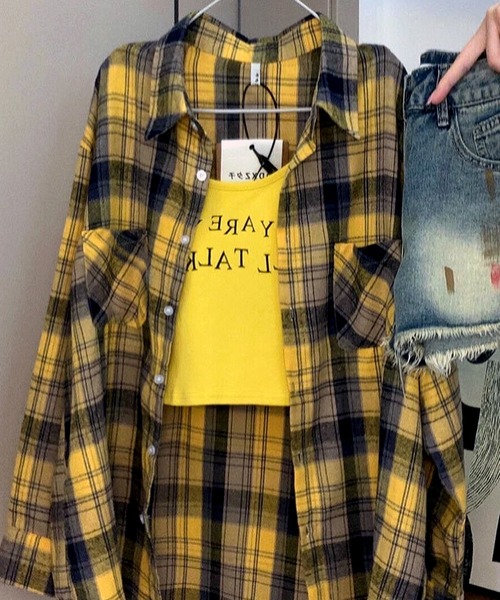 VIBGYOR（ヴィブジョー）の「[NARULA/ナルラ]カジュアル チェック柄 ボタン シャツ(CZ)（シャツ/ブラウス・レディース・ブルー/ライトブルー/ネイビー/イエロー/ブラウン/グリーン/ピンク・FREE）」の6枚目の写真