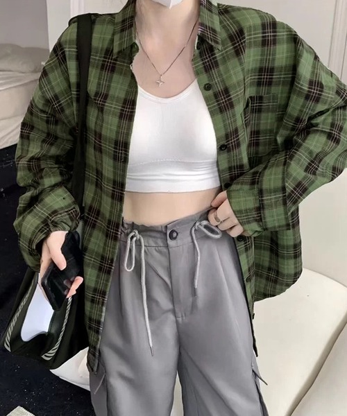 VIBGYOR（ヴィブジョー）の「[NARULA/ナルラ]カジュアル チェック柄 ボタン シャツ(CZ)（シャツ/ブラウス・レディース・ブルー/ライトブルー/ネイビー/イエロー/ブラウン/グリーン/ピンク・FREE）」の3枚目の写真