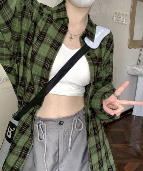 VIBGYOR（ヴィブジョー）の「[NARULA/ナルラ]カジュアル チェック柄 ボタン シャツ(CZ)（シャツ/ブラウス・レディース・ブルー/ライトブルー/ネイビー/イエロー/ブラウン/グリーン/ピンク・FREE）」の15枚目の写真