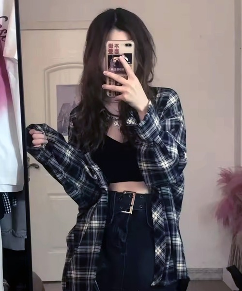 VIBGYOR（ヴィブジョー）の「[NARULA/ナルラ]カジュアル チェック柄 ボタン シャツ(CZ)（シャツ/ブラウス・レディース・ブルー/ライトブルー/ネイビー/イエロー/ブラウン/グリーン/ピンク・FREE）」の17枚目の写真