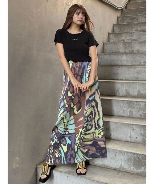 MURUA（ムルーア）の「テレコロゴクロップドT（Tシャツ/カットソー・レディース・ホワイト/ピンク/モカ/ブラック/ブルー・FREE）」の10枚目の写真