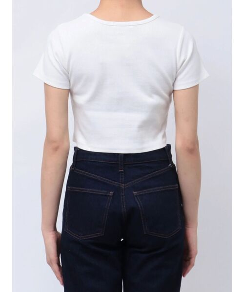 MURUA（ムルーア）の「テレコロゴクロップドT（Tシャツ/カットソー・レディース・ホワイト/ピンク/モカ/ブラック/ブルー・FREE）」の13枚目の写真