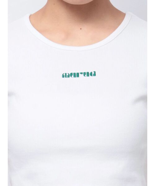 MURUA（ムルーア）の「テレコロゴクロップドT（Tシャツ/カットソー・レディース・ホワイト/ピンク/モカ/ブラック/ブルー・FREE）」の14枚目の写真