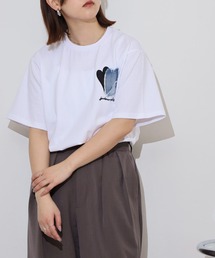 in the attic（インジアティック）の「in the attic デニムハートパッチワーク 半袖Tシャツ（Tシャツ/カットソー）」