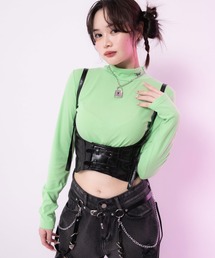 Diable baiser（ディアブルベーゼ）の「選べるタイプハイネッククロップド丈長袖カットソートップス【大きいサイズ有】（Tシャツ/カットソー）」