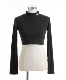 Diable baiser（ディアブルベーゼ）の「選べるタイプハイネッククロップド丈長袖カットソートップス【大きいサイズ有】（Tシャツ/カットソー）」