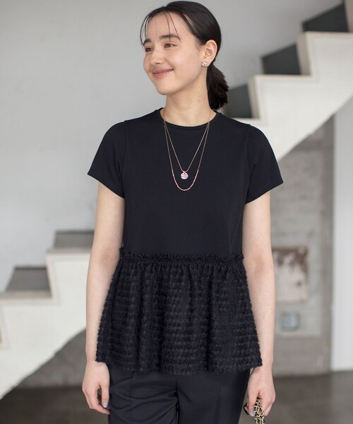 組曲（クミキョク）の「プライスフレア華感 カットソー（Tシャツ/カットソー・レディース・ブラック系/グレー系/アイボリー系/ピンク系・5/7/6）」の2枚目の写真