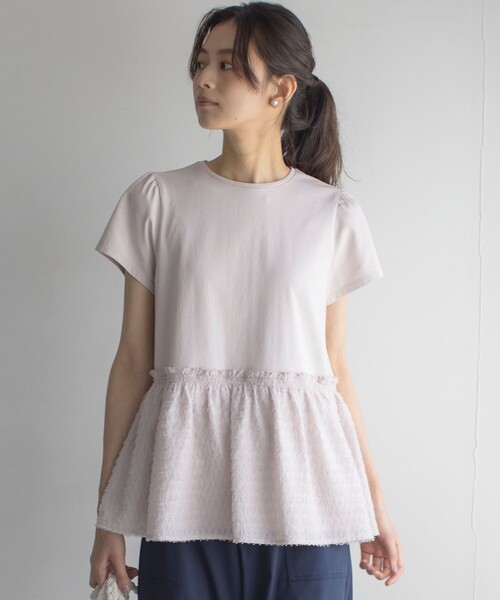 組曲（クミキョク）の「プライスフレア華感 カットソー（Tシャツ/カットソー・レディース・ブラック系/グレー系/アイボリー系/ピンク系・5/7/6）」の4枚目の写真