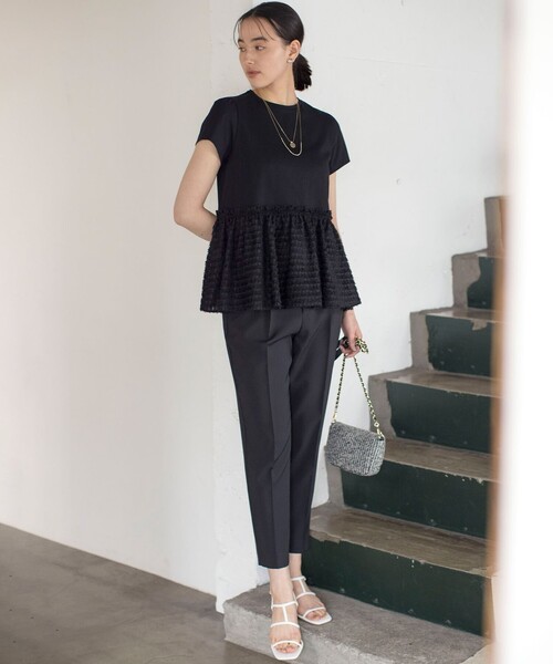 組曲（クミキョク）の「プライスフレア華感 カットソー（Tシャツ/カットソー・レディース・ブラック系/グレー系/アイボリー系/ピンク系・5/7/6）」の6枚目の写真