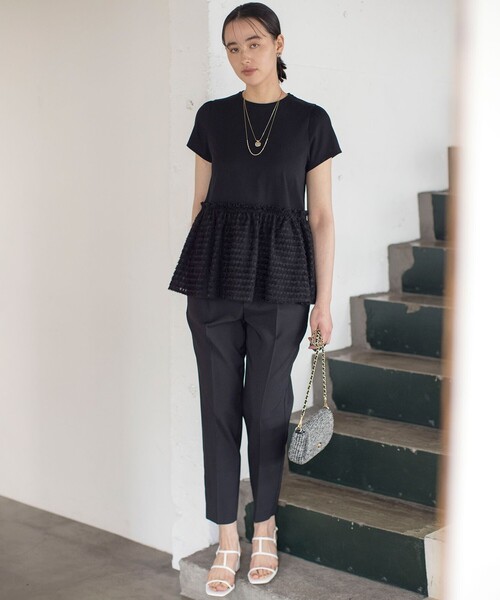 組曲（クミキョク）の「プライスフレア華感 カットソー（Tシャツ/カットソー・レディース・ブラック系/グレー系/アイボリー系/ピンク系・5/7/6）」の7枚目の写真