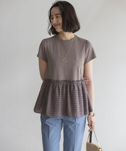 組曲（クミキョク）の「プライスフレア華感 カットソー（Tシャツ/カットソー・レディース・ブラック系/グレー系/アイボリー系/ピンク系・5/7/6）」の9枚目の写真