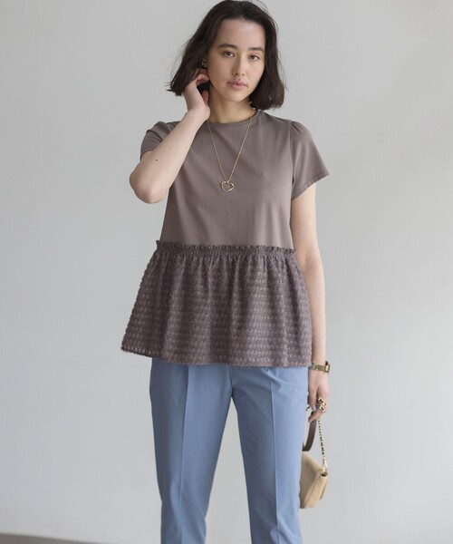 組曲（クミキョク）の「プライスフレア華感 カットソー（Tシャツ/カットソー・レディース・ブラック系/グレー系/アイボリー系/ピンク系・5/7/6）」の10枚目の写真