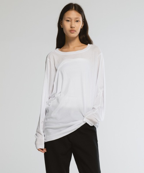 CINOH(チノ)の「SHEFドルマンロングスリーブTシャツ(Tシャツ/カットソー・レディース・チャコールグレー/ホワイト/その他/サックスブルー・38/36)」の1枚目の写真