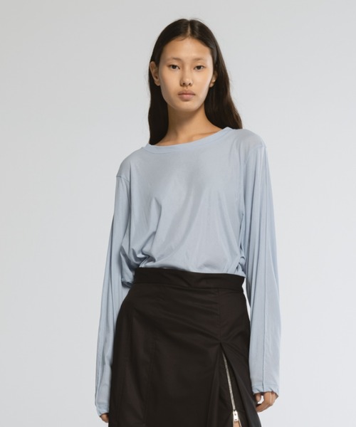 CINOH(チノ)の「SHEFドルマンロングスリーブTシャツ(Tシャツ/カットソー・レディース・チャコールグレー/ホワイト/その他/サックスブルー・38/36)」の3枚目の写真
