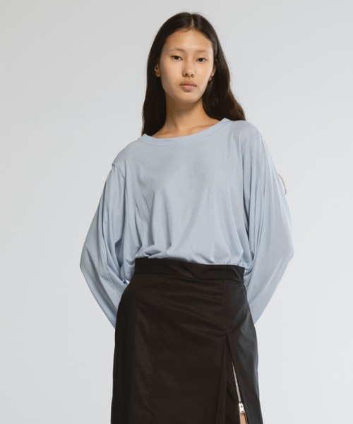 CINOH(チノ)の「SHEFドルマンロングスリーブTシャツ(Tシャツ/カットソー・レディース・チャコールグレー/ホワイト/その他/サックスブルー・38/36)」の15枚目の写真