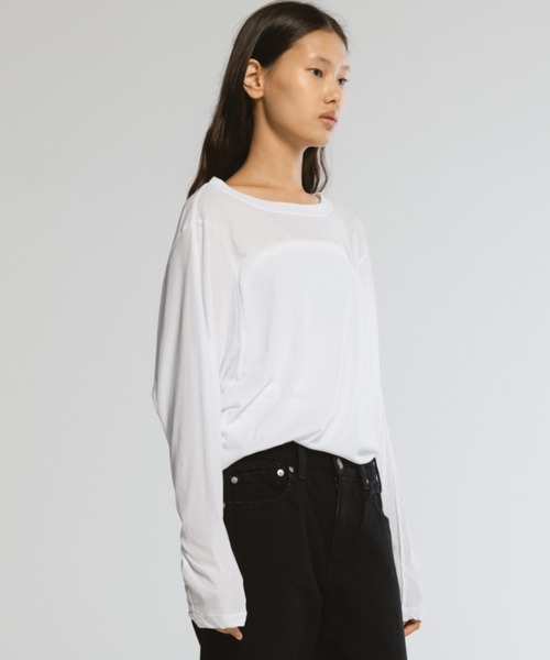 CINOH(チノ)の「SHEFドルマンロングスリーブTシャツ(Tシャツ/カットソー・レディース・チャコールグレー/ホワイト/その他/サックスブルー・38/36)」の17枚目の写真