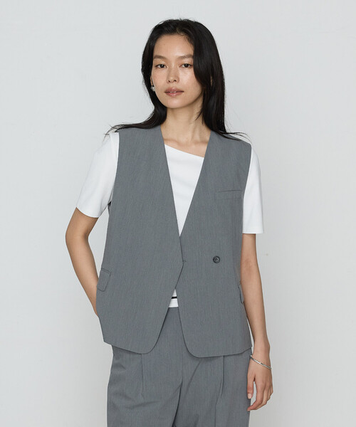 COMME CA(コムサ)の「クリアウーリー ジレ(ベスト・レディース・ブラック/トップグレー・11号/9号)」の5枚目の写真