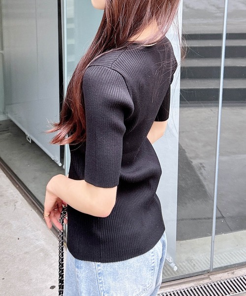 INGNI(イング)の「クロスチョーカーリブニット(ニット/セーター・レディース・グレー/オフホワイト/ブラック/サックスブルー/イエロー・M)」の16枚目の写真