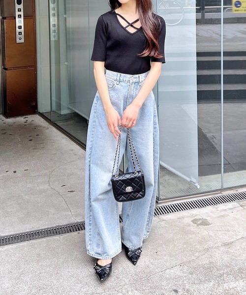 INGNI(イング)の「クロスチョーカーリブニット(ニット/セーター・レディース・グレー/オフホワイト/ブラック/サックスブルー/イエロー・M)」の19枚目の写真