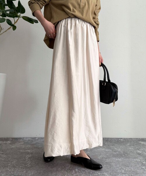 fredy emue（フレディエミュ）の「シャイニーイージーバルーンスカート（スカート・レディース・アイボリー/ベージュ/ブラック・36/38）」の8枚目の写真