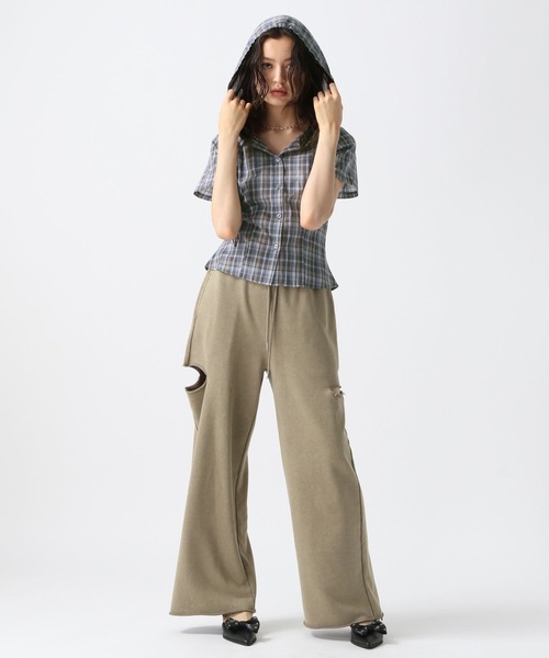 FOREVER 21（フォーエバー トゥエンティーワン）の「【2025SS】チェックフーディコンパクト半袖シャツ（シャツ/ブラウス・レディース・ブルー/ブラウン/イエロー・FREE）」の16枚目の写真