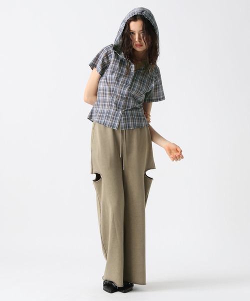 FOREVER 21（フォーエバー トゥエンティーワン）の「【2025SS】チェックフーディコンパクト半袖シャツ（シャツ/ブラウス・レディース・ブルー/ブラウン/イエロー・FREE）」の17枚目の写真