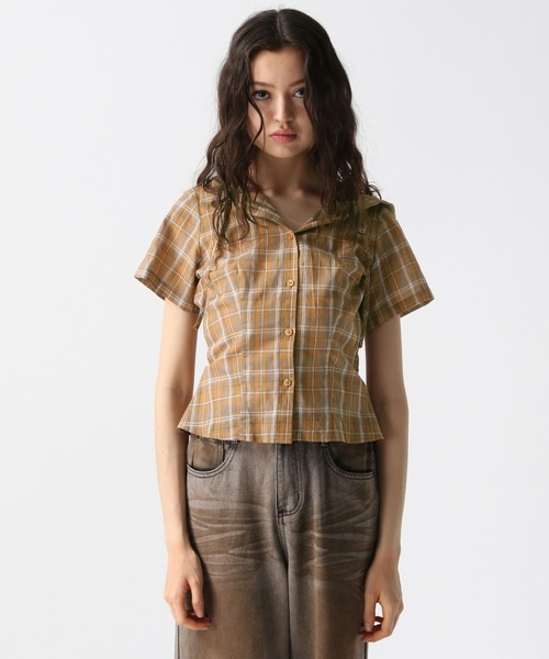 FOREVER 21（フォーエバー トゥエンティーワン）の「【2025SS】チェックフーディコンパクト半袖シャツ（シャツ/ブラウス・レディース・ブルー/ブラウン/イエロー・FREE）」の20枚目の写真