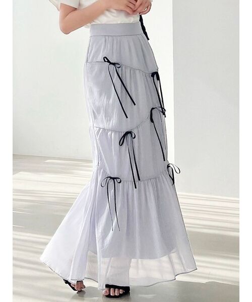 RESEXXY（リゼクシー）の「ミニマルリボンマーメイドスカート（スカート・レディース・アイボリー/ブラック/ブルー・FREE）」の3枚目の写真