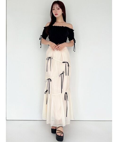 RESEXXY（リゼクシー）の「ミニマルリボンマーメイドスカート（スカート・レディース・アイボリー/ブラック/ブルー・FREE）」の15枚目の写真