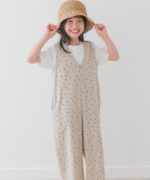 URBAN RESEARCH DOORS（アーバンリサーチドアーズ）の「『親子リンク』リネンレーヨンドットオールインワン(KIDS)（ワンピース・キッズ・ブラック/ナチュラル・120/105/135）」の2枚目の写真