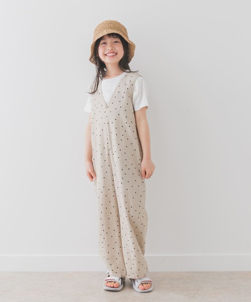 セール】『親子リンク』リネンレーヨンドットオールインワン