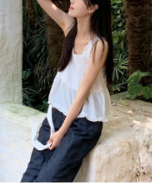 gossip！ロサンゼルス（ゴシップロサンゼルス）の「バックリボン フリルキャミソール（キャミソール・レディース・ホワイト/ネイビー・FREE）」の15枚目の写真