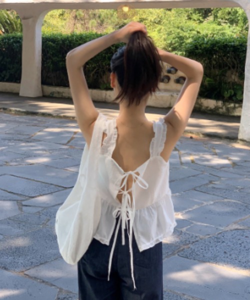 gossip！ロサンゼルス（ゴシップロサンゼルス）の「バックリボン フリルキャミソール（キャミソール・レディース・ホワイト/ネイビー・FREE）」の19枚目の写真