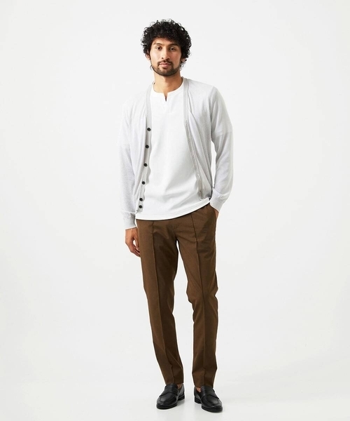 MICHEL KLEIN HOMME (ミッシェルクランオム)の「ダイアゴナル柄ニットカーディガン(カーディガン/ボレロ・メンズ・ライトグレー/ネイビー・MEDIUM/LARGE/X-LARGE)」の6枚目の写真