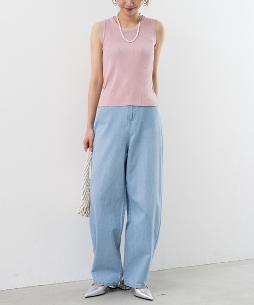 refinedworks(リファインドワークス)の「【refinedworks】インナーにも!リブタンクトップ!(タンクトップ・レディース・ピンク/ホワイト/ブルー/ブラック・FREE)」の10枚目の写真