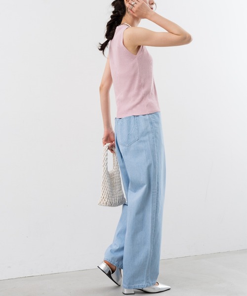 refinedworks(リファインドワークス)の「【refinedworks】インナーにも!リブタンクトップ!(タンクトップ・レディース・ピンク/ホワイト/ブルー/ブラック・FREE)」の9枚目の写真