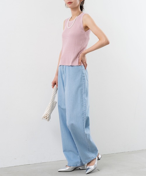 refinedworks(リファインドワークス)の「【refinedworks】インナーにも!リブタンクトップ!(タンクトップ・レディース・ピンク/ホワイト/ブルー/ブラック・FREE)」の7枚目の写真