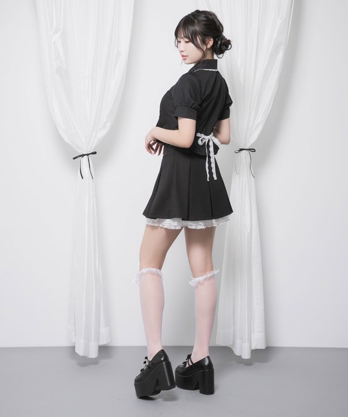 DearMyLoveRose(ディアマイラブローズ)の「マルチリボン付角襟ショートブラウス【大きいサイズ有り】(シャツ/ブラウス・レディース・ベビーピンク/ホワイト/ブラック・MEDIUM/SMALL/3L/LL/LARGE)」の5枚目の写真